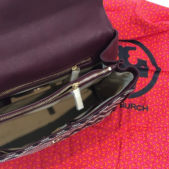 Tory Burch Leather Handbag Tortoise Resin Chain - Picture 5 of 7